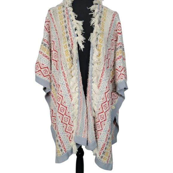 CAbi Oversized  Kimono Sweater with Tasseled Fringe Women's Medium NWT - Picture 1 of 11